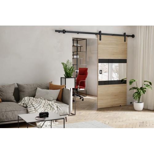 Bīdāmās durvis ar spoguli MIA - Loft, gaišais ozols
